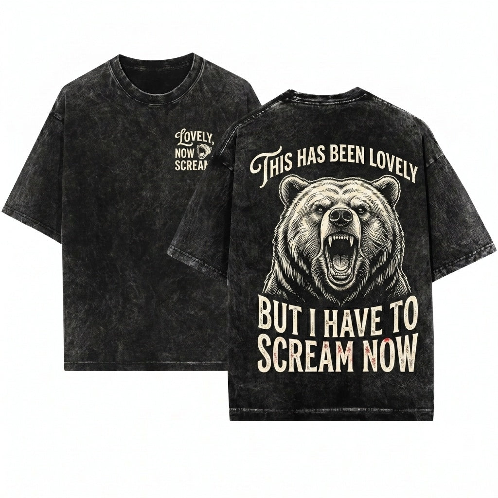Screaming Goat Funny Meme This Has Been Lovely But I Have To Yell Now Vintage Graphic Unisex Wash T-Shirt