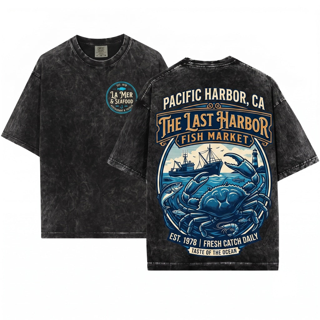 Ocean Marine Sea Life Summer Coastal Beach Graphic Vintage Aesthetic Top Unisex Wash T-Shirt