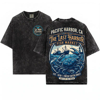 Ocean Marine Sea Life Summer Coastal Beach Graphic Vintage Aesthetic Top Unisex Wash T-Shirt