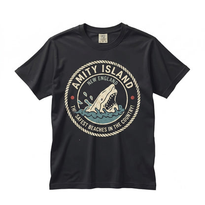 Retro Amity Island 1975 Beach Shark Movie Graphic Casual Top Unisex TShirt