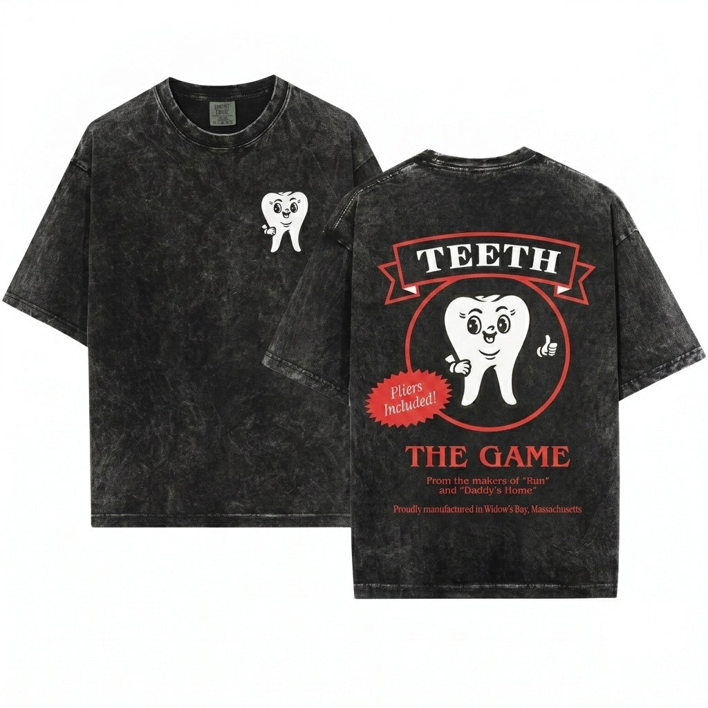 Funny Teeth Widow Board Game Graphic TV Unisex Wash T-Shirt