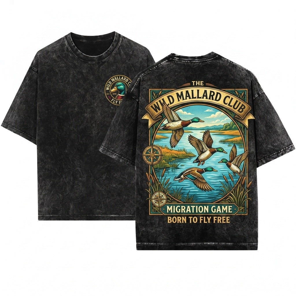Retro 90s Vintage Mallard Duck Nature Wildlife Rustic Cabin Boho Crewneck Cozy Season Unisex Wash T-Shirt