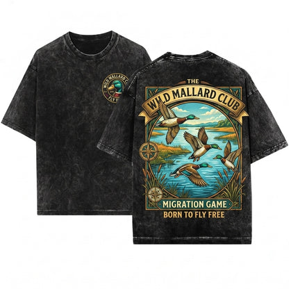Retro 90s Vintage Mallard Duck Nature Wildlife Rustic Cabin Boho Crewneck Cozy Season Unisex Wash T-Shirt