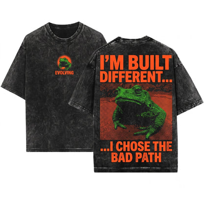 Built Different Incorrectly Funny Frog Meme Graphic Graphic Unisex Wash T-Shirt