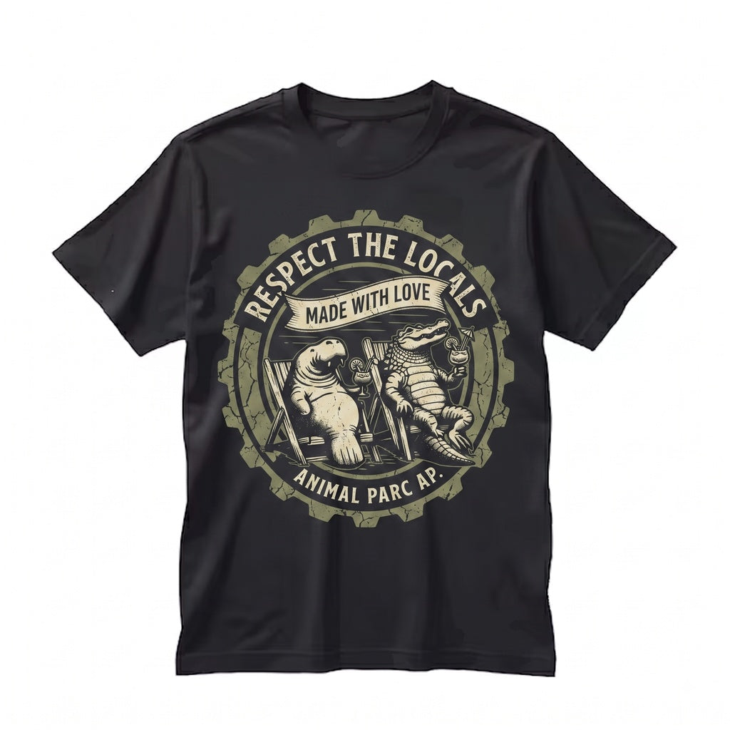Florida Respect The Locals Everglades Beach Bag Alligator Manatee Crocodile Souvenir Gift Print Unisex TShirt