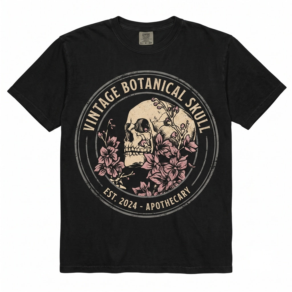 Skull Floral Dark Academia Gothic Botanical Graphic Apparel Unisex TShirt