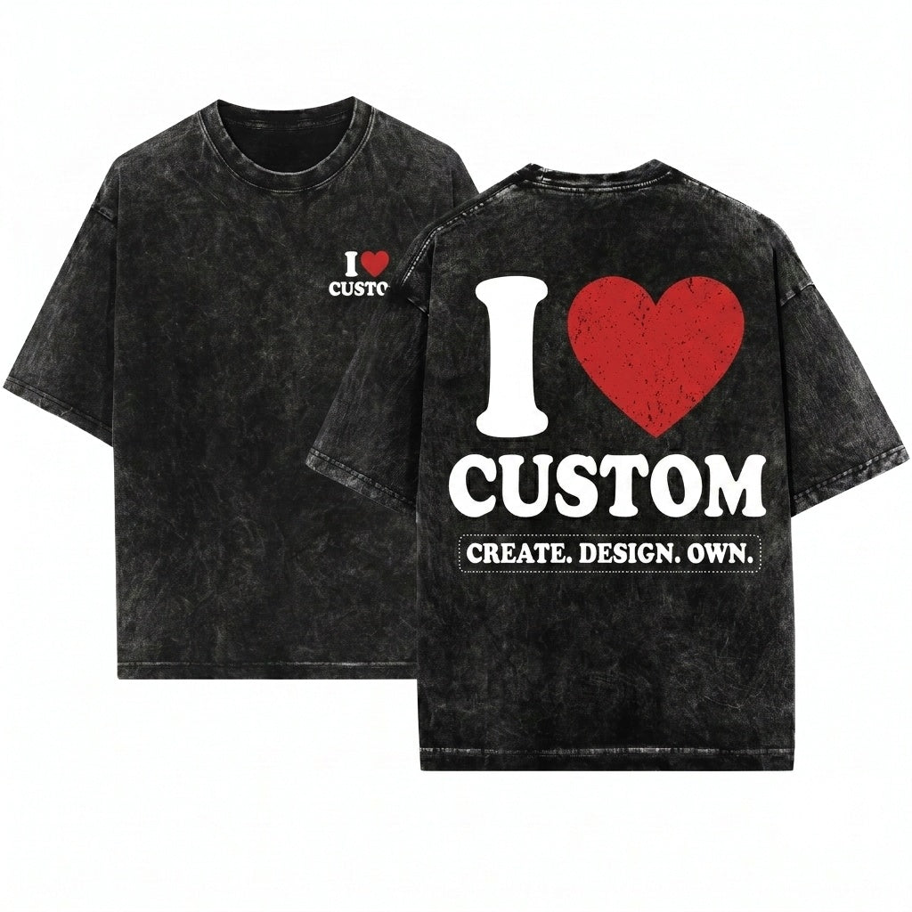 Personalized I Heart Love Valentines Day Gift For Him Her Unisex Wash T-Shirt