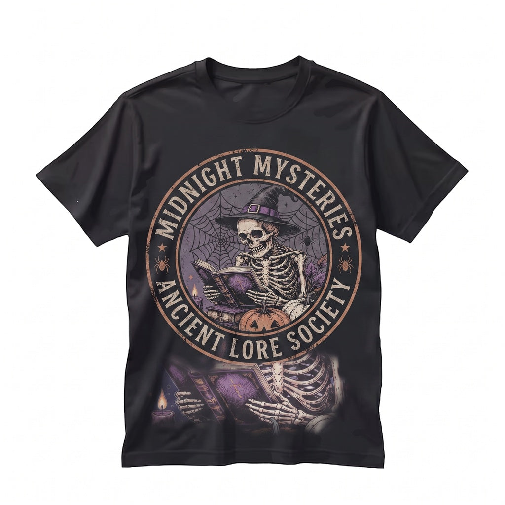 Witch Skeleton Spellbook Halloween Cobweb Pumpkin Gothic Autumn Aesthetic Spooky Gift Unisex TShirt