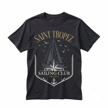 Saint Tropez Sailing Club Coastal France Nautical Graphic Unisex TShirt