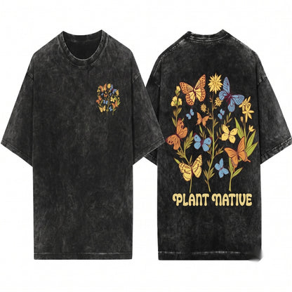 Eco-Conscious Gardener Gift Plant Native Butterfly Unisex Wash T-Shirt