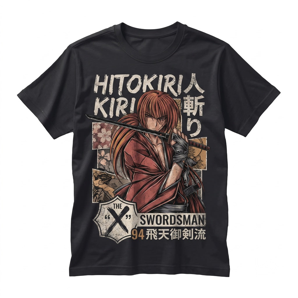 Japanese Anime Samurai Battousai Swordsman Cotton Jersey Short Sleeve Unisex TShirt