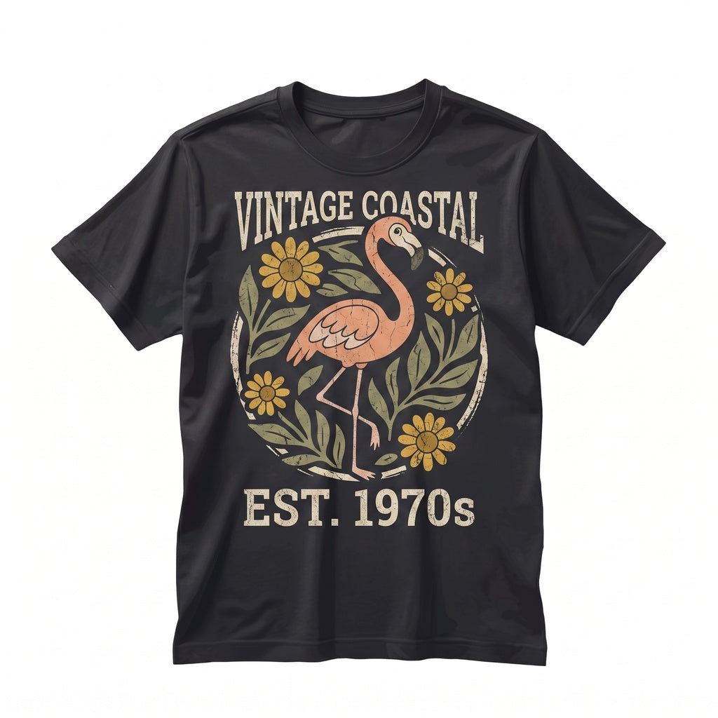 Cute Pink Flamingo Summer Tropical Sunflower Kawaii Beach Vacation Aesthetic Apparel Unisex TShirt