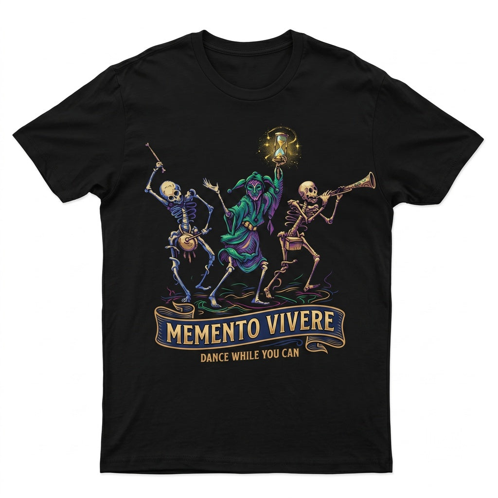 Dancing Skeletons Danse Macabre Medieval Musician Vintage Gothic Aesthetic Spooky Dark Academia Unisex TShirt