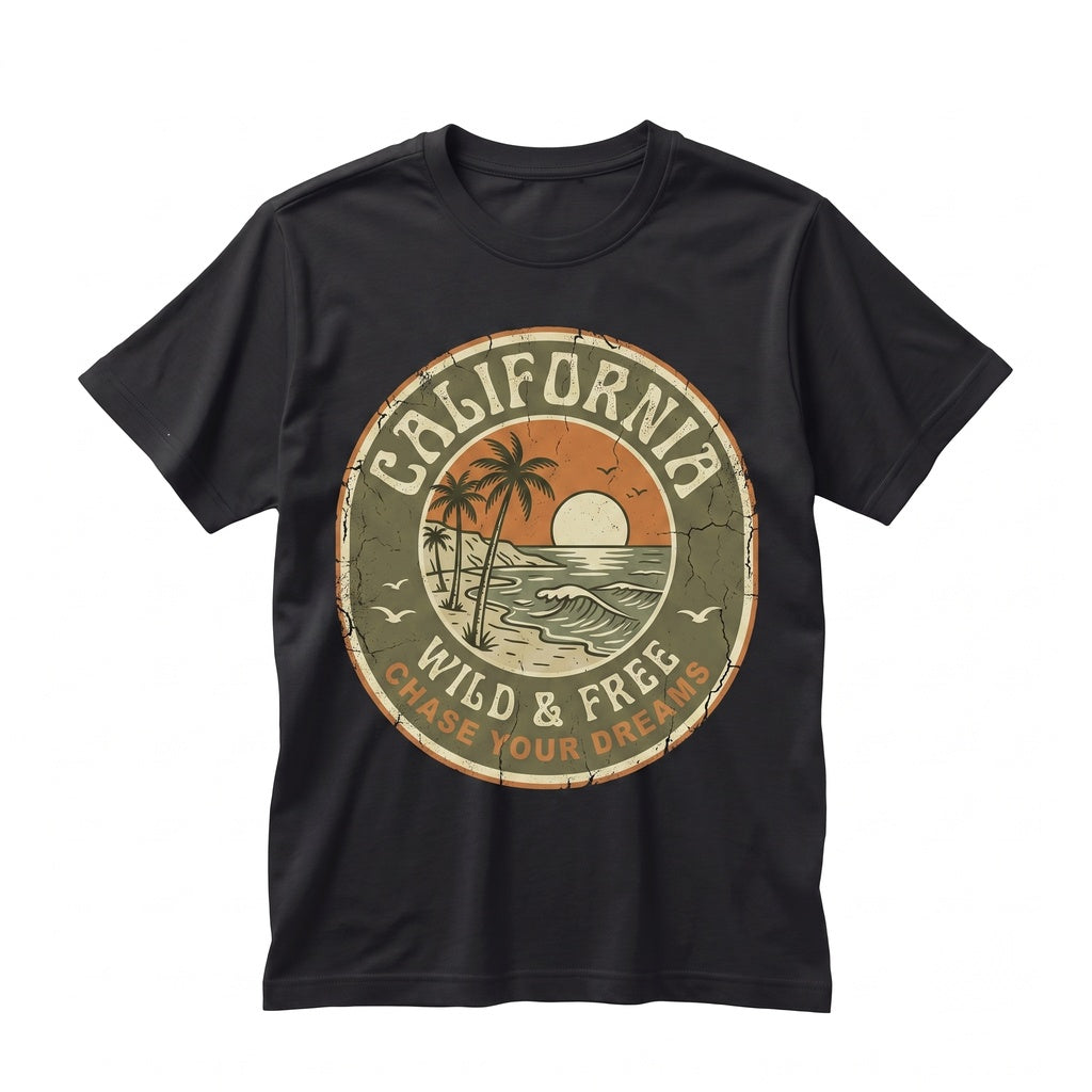 Retro California Beach Graphic Palm Tree West Coast Vacation Gift Apparel Unisex TShirt