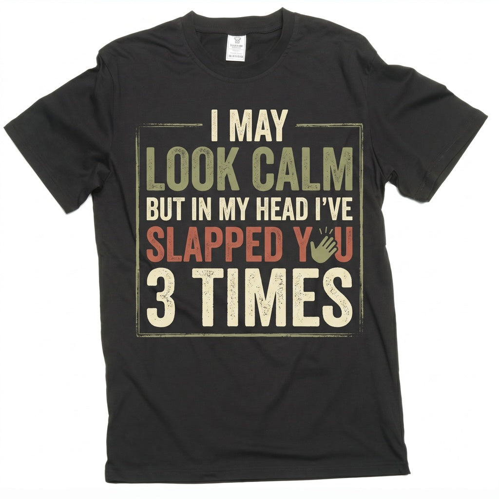 Funny Saying I May Look Calm Sarcastic Birthday Gifts for Him Her Humorous Joke Graphic Unisex TShirt