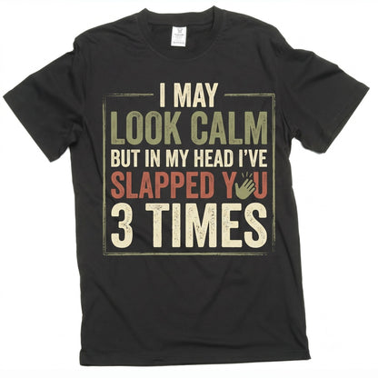 Funny Saying I May Look Calm Sarcastic Birthday Gifts for Him Her Humorous Joke Graphic Unisex TShirt