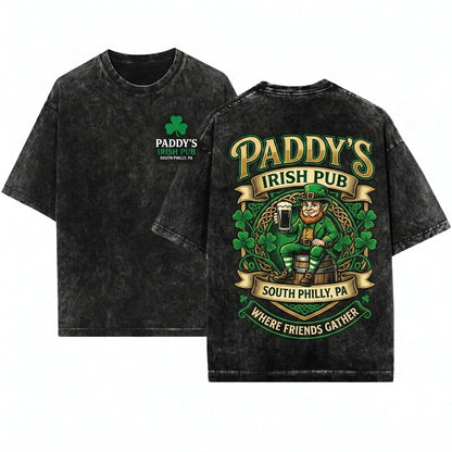 Paddys Pub Logo Irish Bar Philadelphia TV Show Graphic Unisex Wash T-Shirt