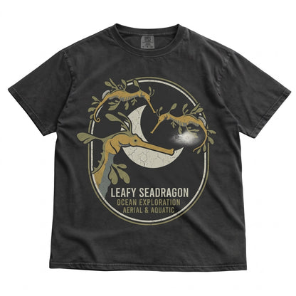 Three Weedy Sea Dragon Moon Ocean Animal Marine Biology Gift Seahorse Aquatic Nature Graphic Apparel Unisex TShirt