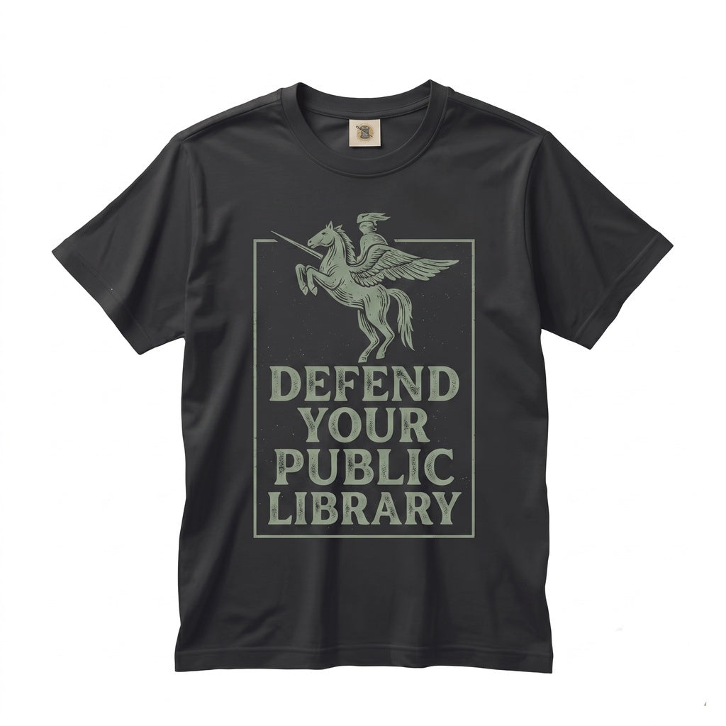 Defend Your Public Library Embroidered Knight Librarian Gift Heavyweight Unisex TShirt
