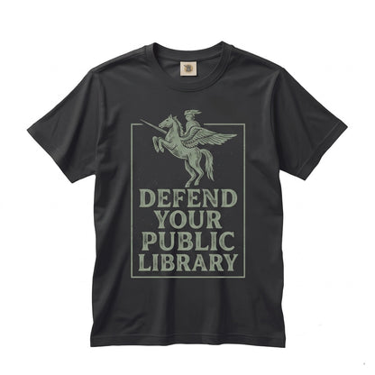 Defend Your Public Library Embroidered Knight Librarian Gift Heavyweight Unisex TShirt