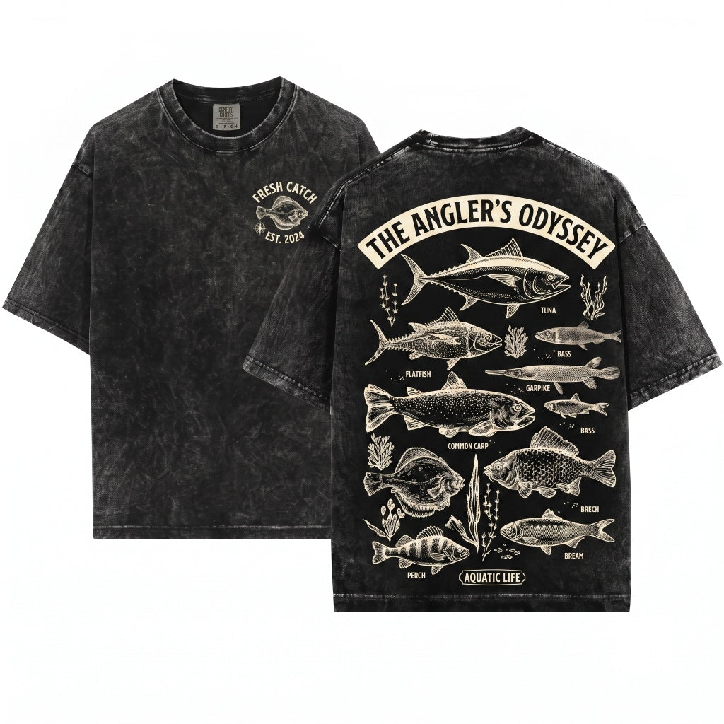Vintage 90s Fish Tattoo Style Retro Bass Lover Ocean Apparel Unisex Wash T-Shirt