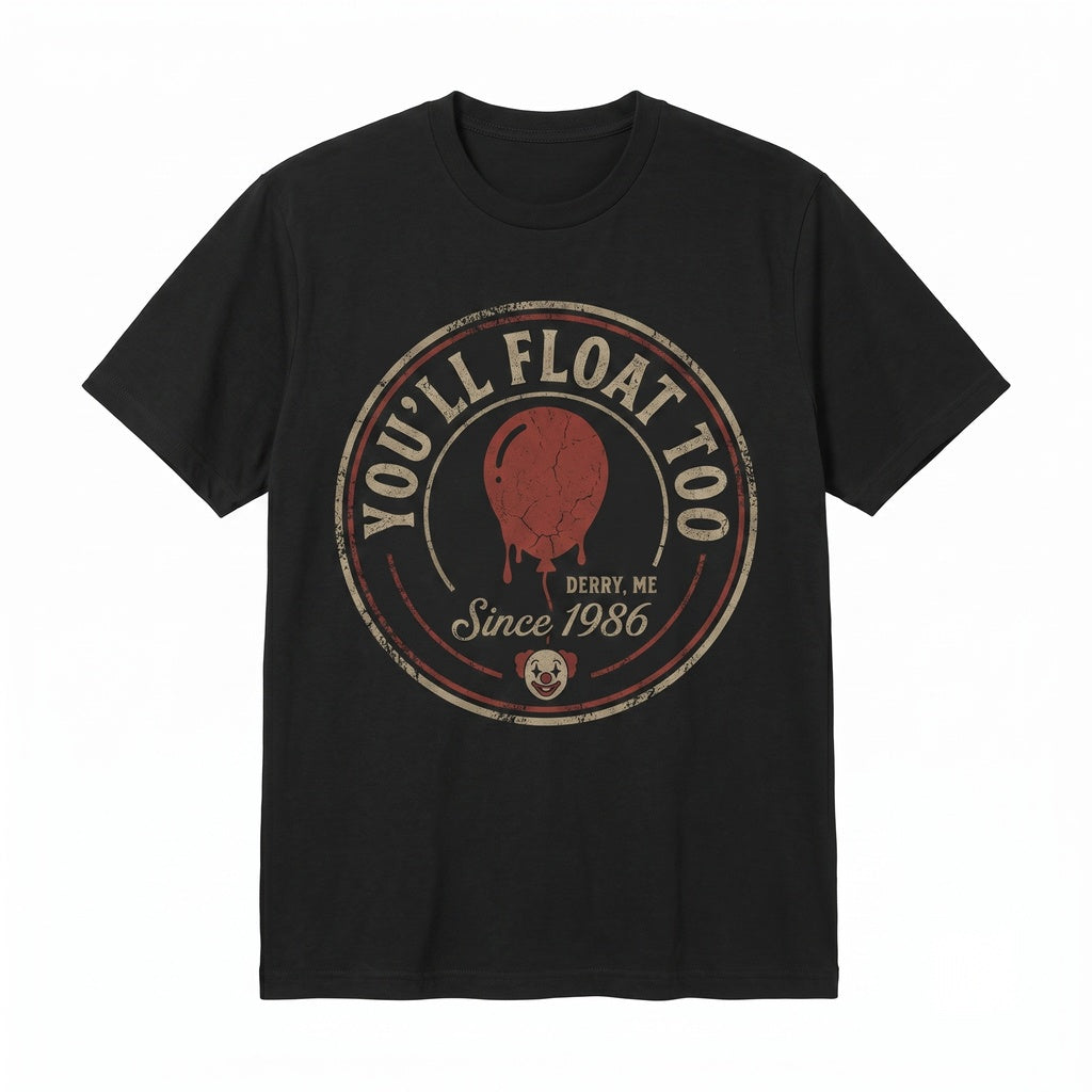 Youll Float Too Red Balloon Creepy Clown Horror Movie Graphic Unisex TShirt