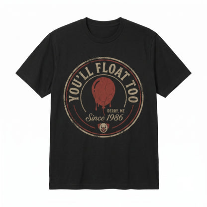 Youll Float Too Red Balloon Creepy Clown Horror Movie Graphic Unisex TShirt