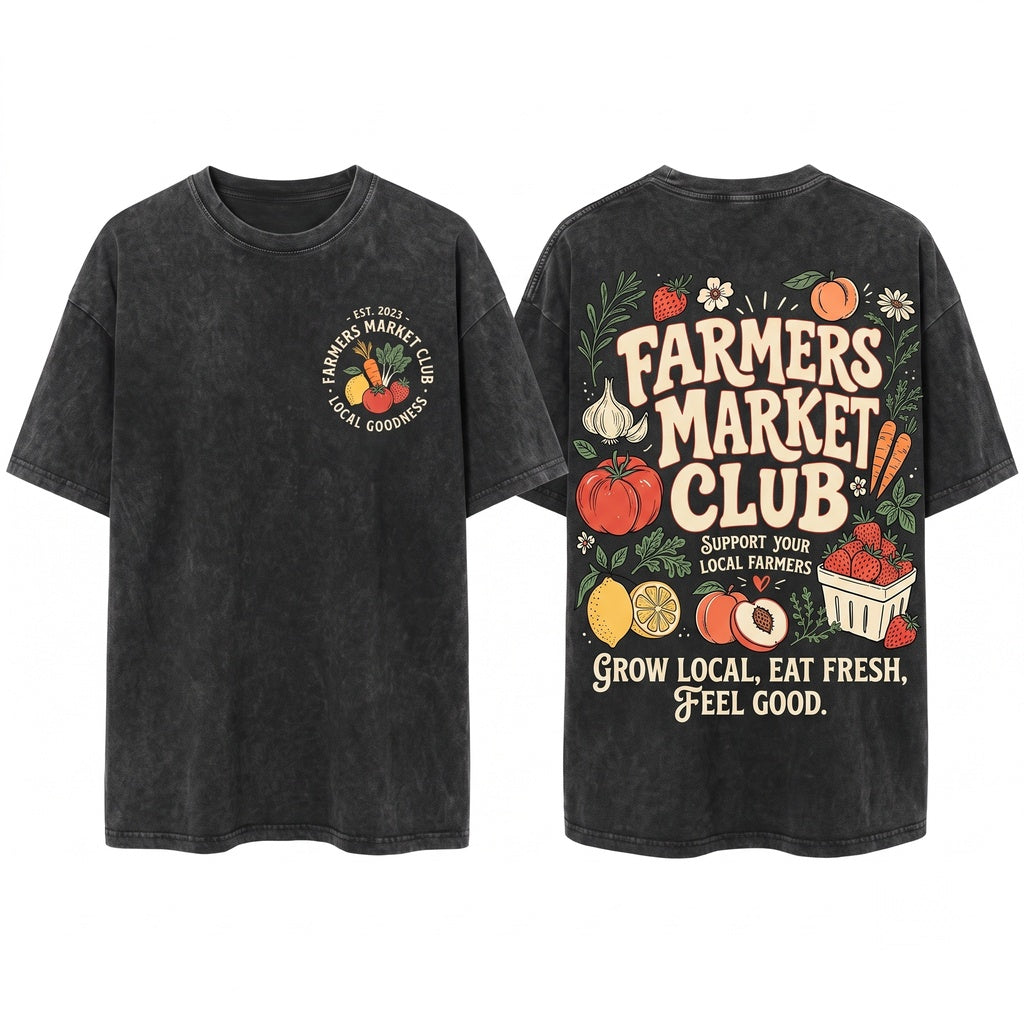 Farmer Market Summer Graphic Women Top Unisex Wash T-Shirt