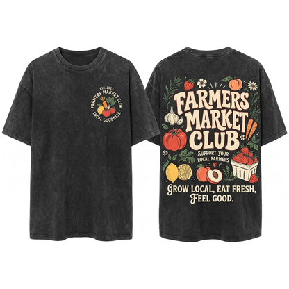 Farmer Market Summer Graphic Women Top Unisex Wash T-Shirt
