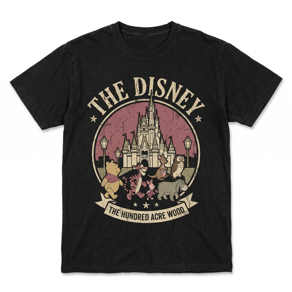 Vintage Classic Honey Bear Friends Walking Retro Theme Park Main Street Family Vacation Graphic Gift Unisex TShirt