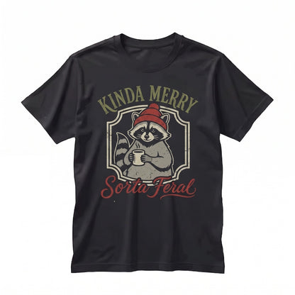 Kinda Merry Sorta Feral Christmas Long Sleeve Raccoon Xmas Holiday Gift Unisex TShirt