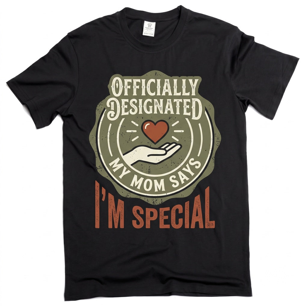 My Mom Says Im Special Funny Sarcastic Birthday Gift for Son Daughter Cute Family Humor Novelty Graphic Unisex TShirt