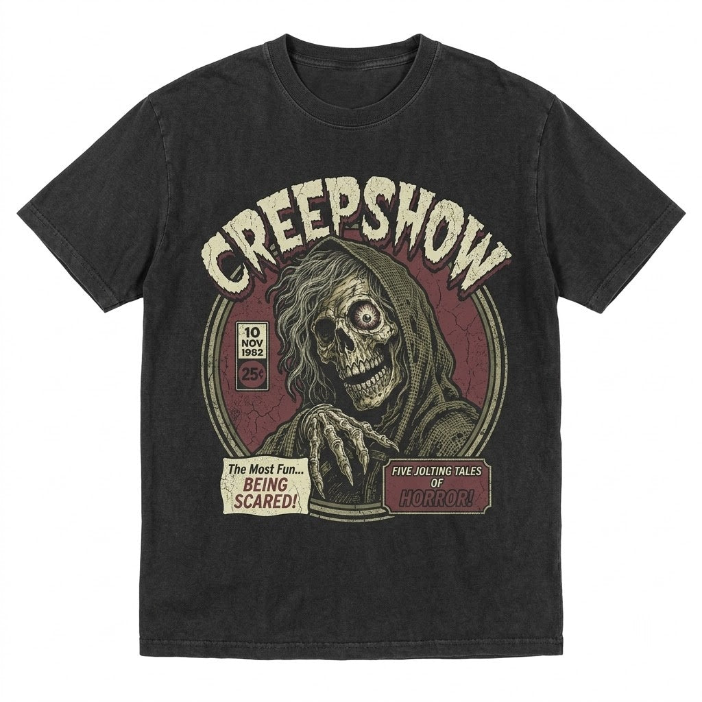 Vintage 1980s Cult Classic Horror Anthology Comic Graphic Apparel, Graphite Youth Small Unisex TShirt