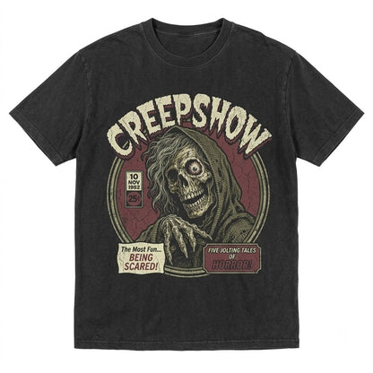 Vintage 1980s Cult Classic Horror Anthology Comic Graphic Apparel, Graphite Youth Small Unisex TShirt
