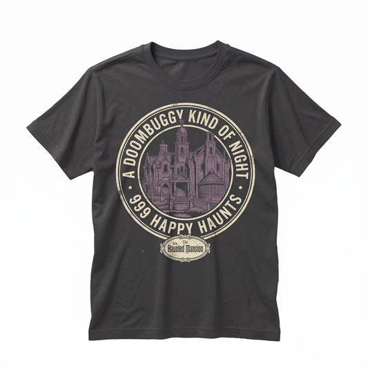 Vintage Spooky Haunted Estate Halloween Theme Park Attraction Graphic Apparel Unisex TShirt