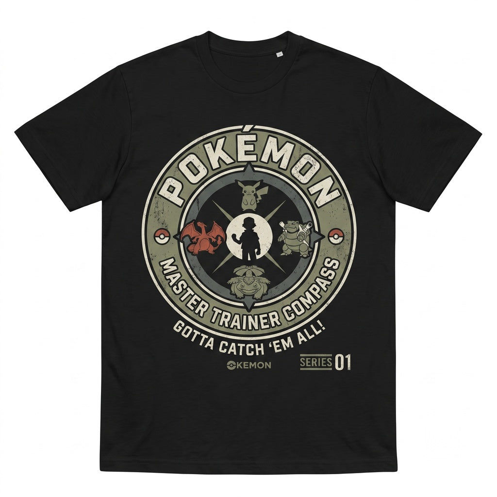 Vintage Wash Anime Monster Trainer Graphic Double Sided Japanese Streetwear Retro Gamer Gift Unisex TShirt
