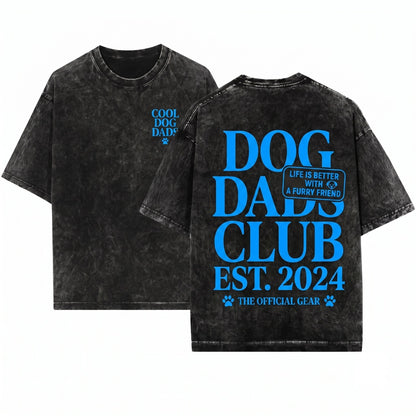 Dog Dad Cool Pet Parent Social Club Fur Lover Gift Back Graphic Unisex Wash T-Shirt