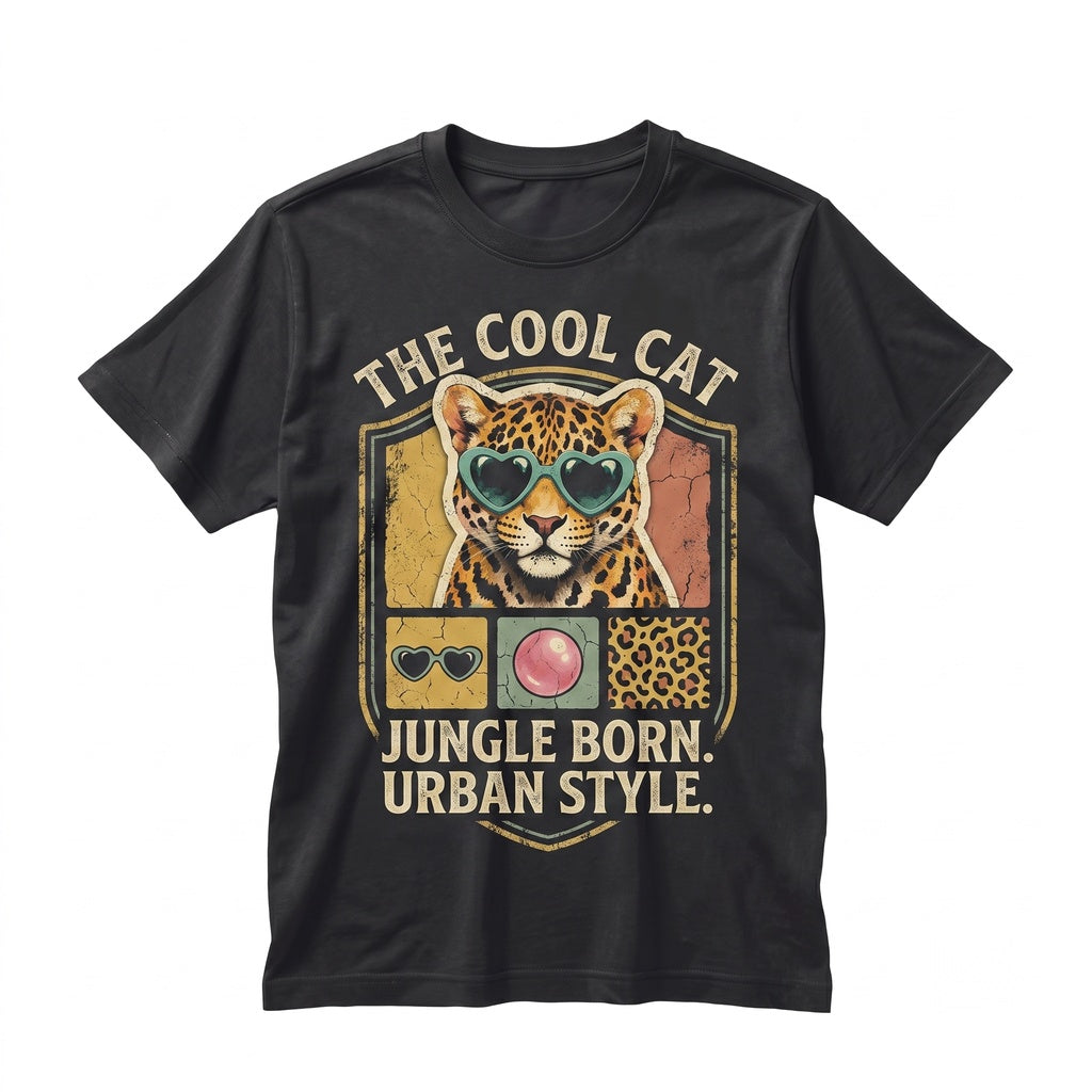 Cute Leopard Sunglasses Bubblegum Graphic Animal Print Trendy Wild Cat Aesthetic Unisex TShirt