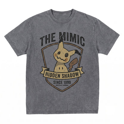 Mimikyu Vintage Acid Wash Gothic Ghost Anime Two Sided Graphic Oversized Unisex TShirt