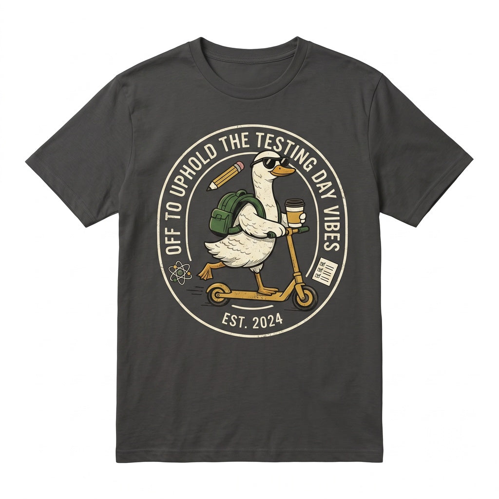 Off To Uphold The Testing Day Vibes Funny Goose Teacher School Team Graphic Unisex TShirt