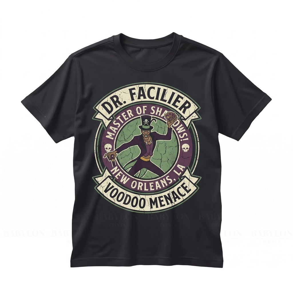 Oversized Dr Facilier Shadow Man Bayou Voodoo Villains Theme Park Vacation Graphic Unisex TShirt