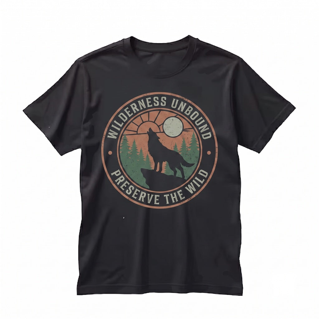 Vintage 90s Wolf Moon Graphic Forest Wildlife Nature Animal Lover Gift Unisex TShirt