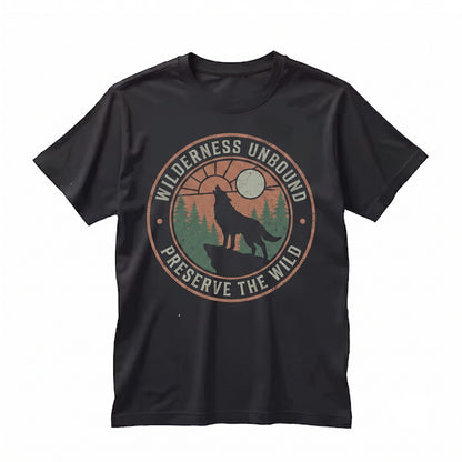Vintage 90s Wolf Moon Graphic Forest Wildlife Nature Animal Lover Gift Unisex TShirt