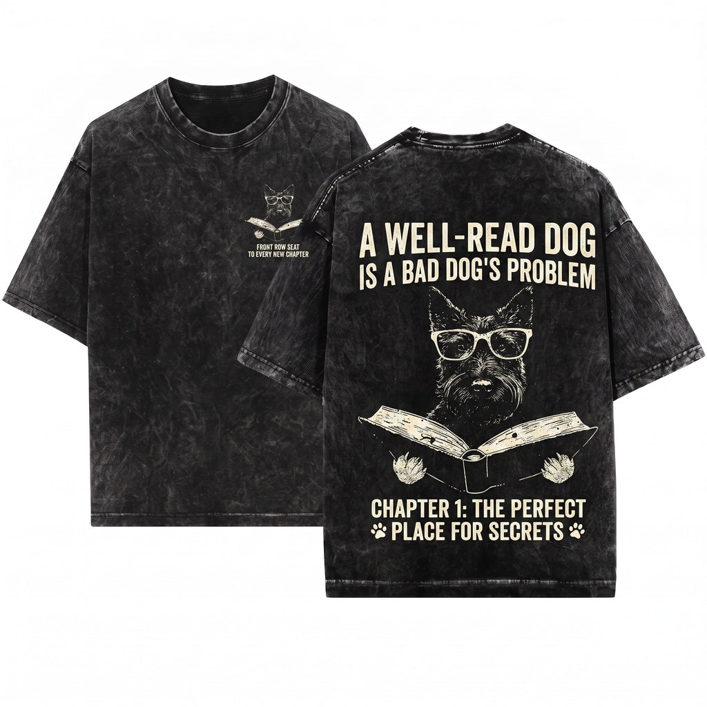 Scottish Terrier Scottie Dog Reading Bookworm Mom Dad Gift Unisex Wash T-Shirt