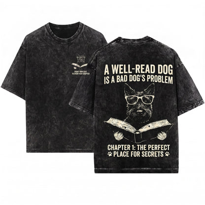 Scottish Terrier Scottie Dog Reading Bookworm Mom Dad Gift Unisex Wash T-Shirt