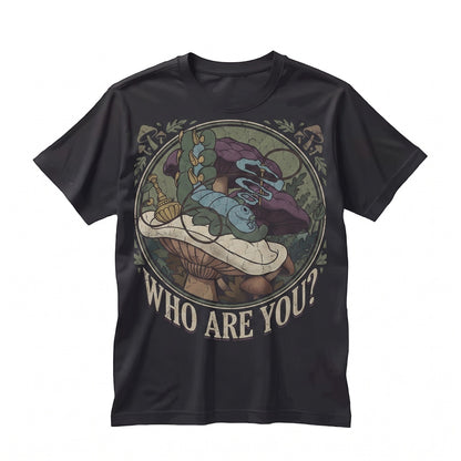 Who Are You Caterpillar Psychedelic Mushroom Retro Cartoon Dark Academia Whimsical Forest Gift Unisex TShirt