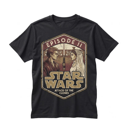 Oversized Anakin Skywalker Padme Amidala Attack of The Clones Vintage Sci-Fi Romance Graphic Apparel Unisex TShirt