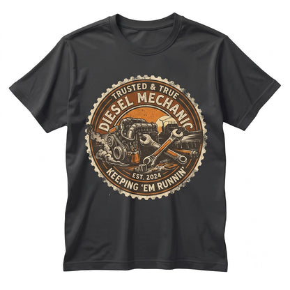 Trusted Diesel Mechanic Retro Engine Graphic Durable Cotton Workwear Unisex TShirt
