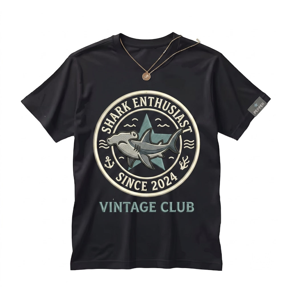 Cute Embroidered Hammerhead Shark Ocean Animal Summer Beach Marine Life Gift Lovers Unisex TShirt