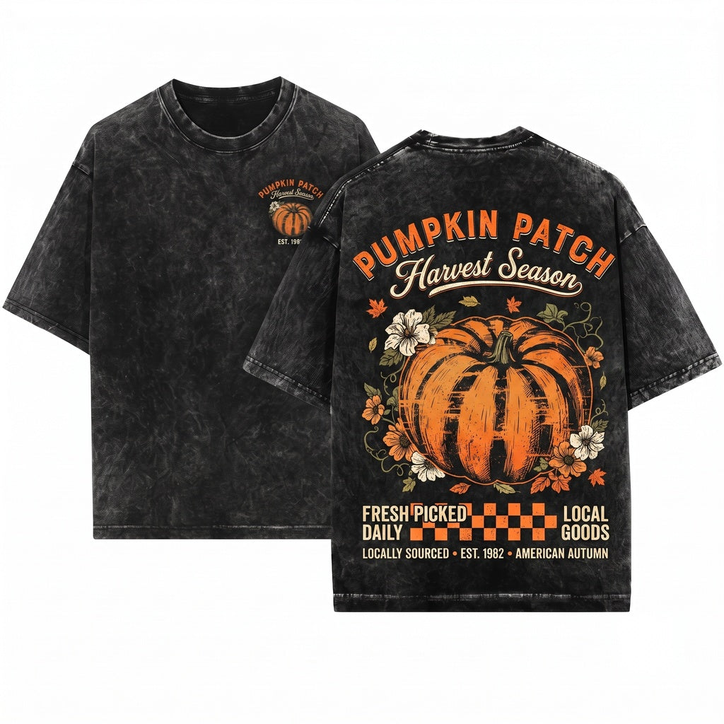 Pumpkin Patch Fall Harvest Season Graphic Unisex Wash T-Shirt